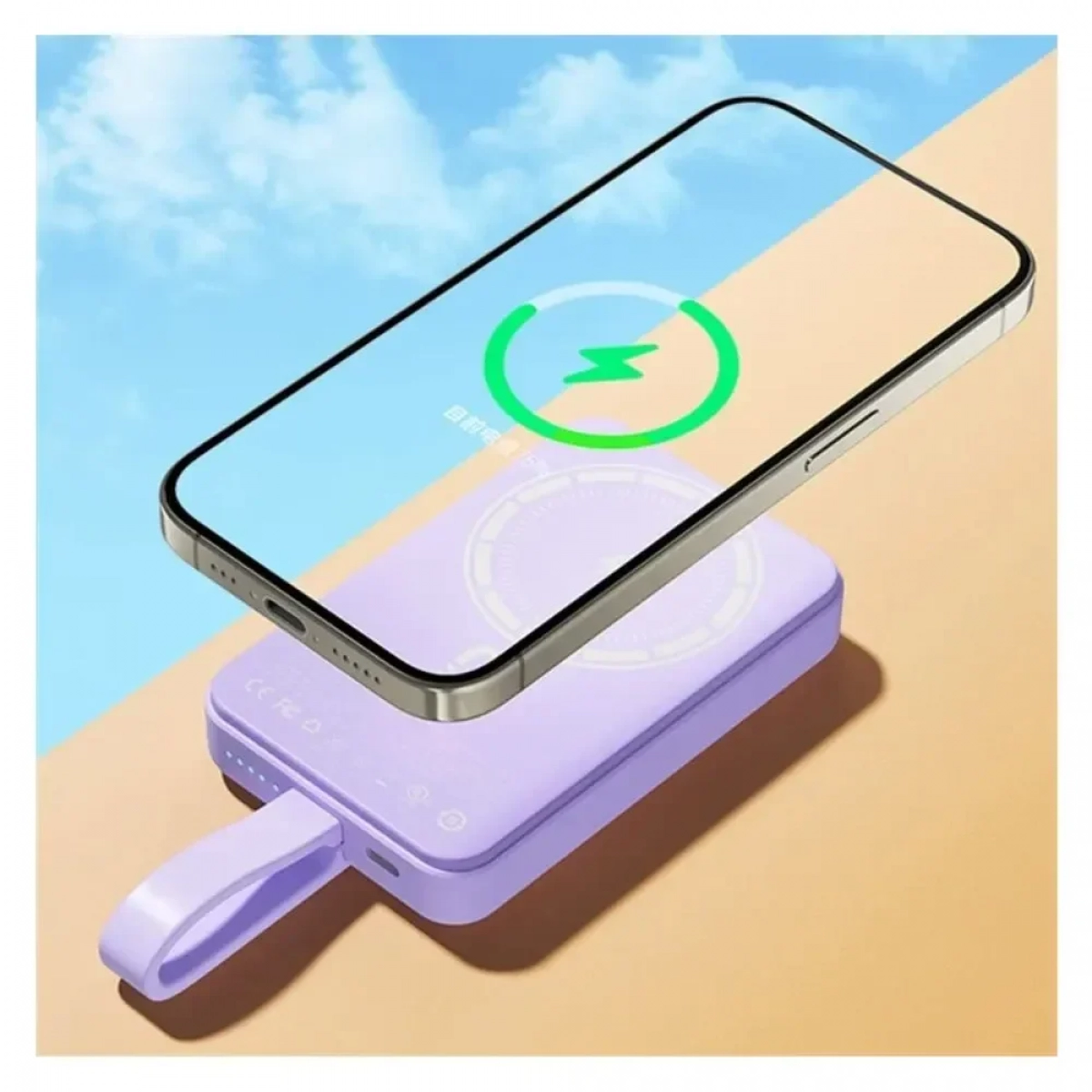 Wekome WP-47 Power Bank Ασύρματης Φόρτισης PD15W και Ενσύρματης Φόρτισης 10000mAh, Μωβ - Photo3