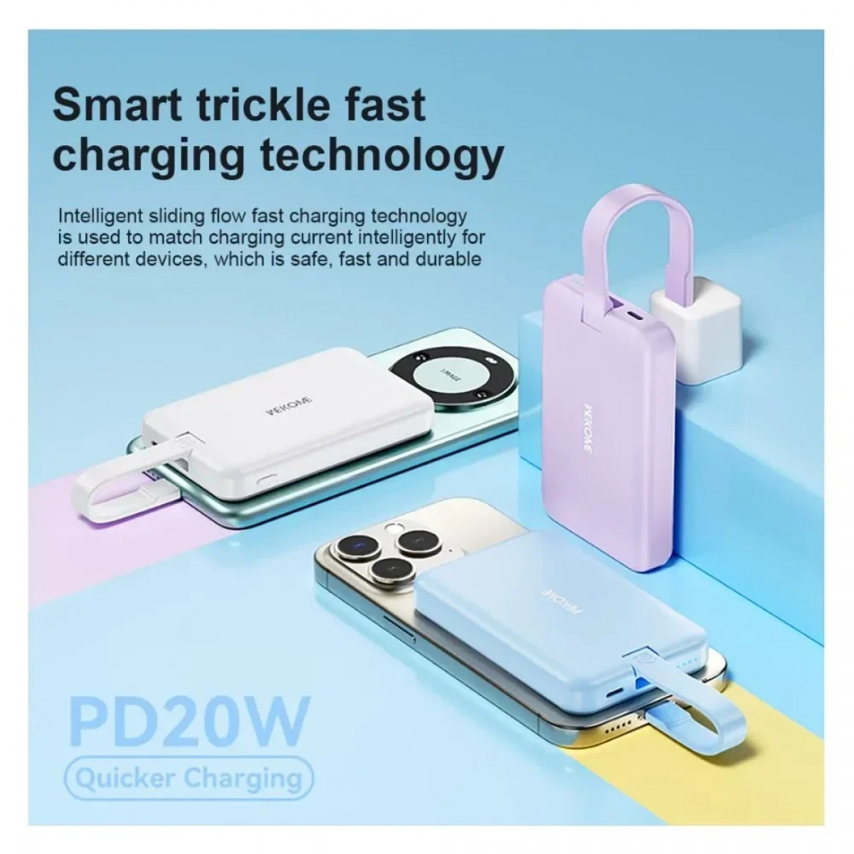 Wekome WP-47 Power Bank Ασύρματης Φόρτισης PD15W και Ενσύρματης Φόρτισης 10000mAh, Μωβ - Photo6