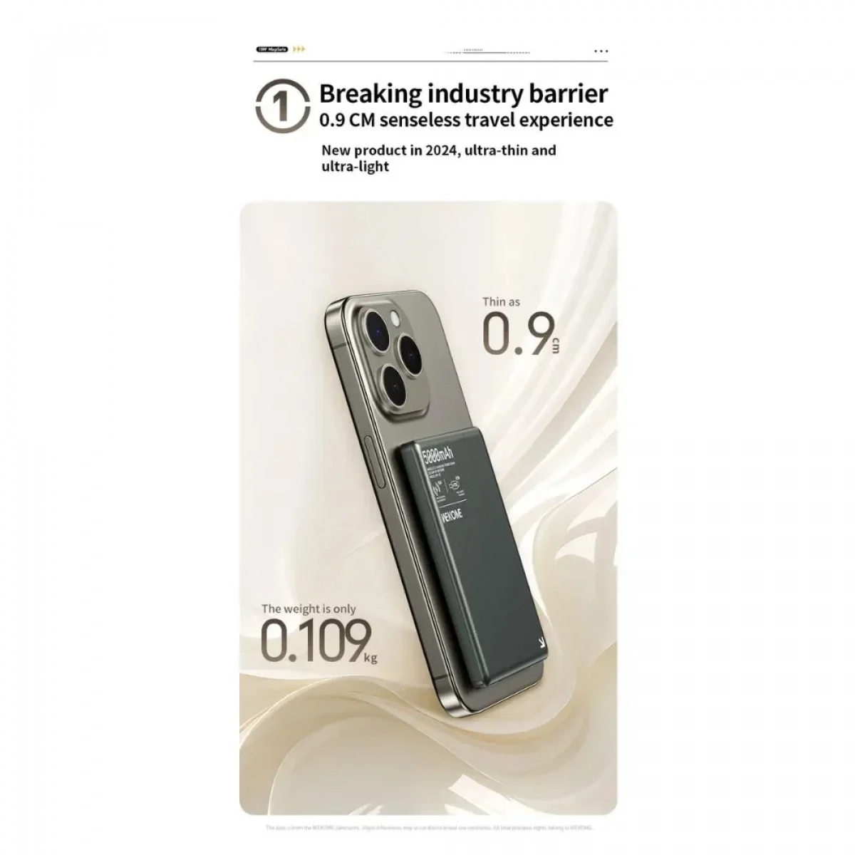 Wekome WP-82 Power Bank Ασύρματης Γρήγορης Φόρτισης 15W 5000mAh & Type-C Θύρες - Μαύρο - Photo3