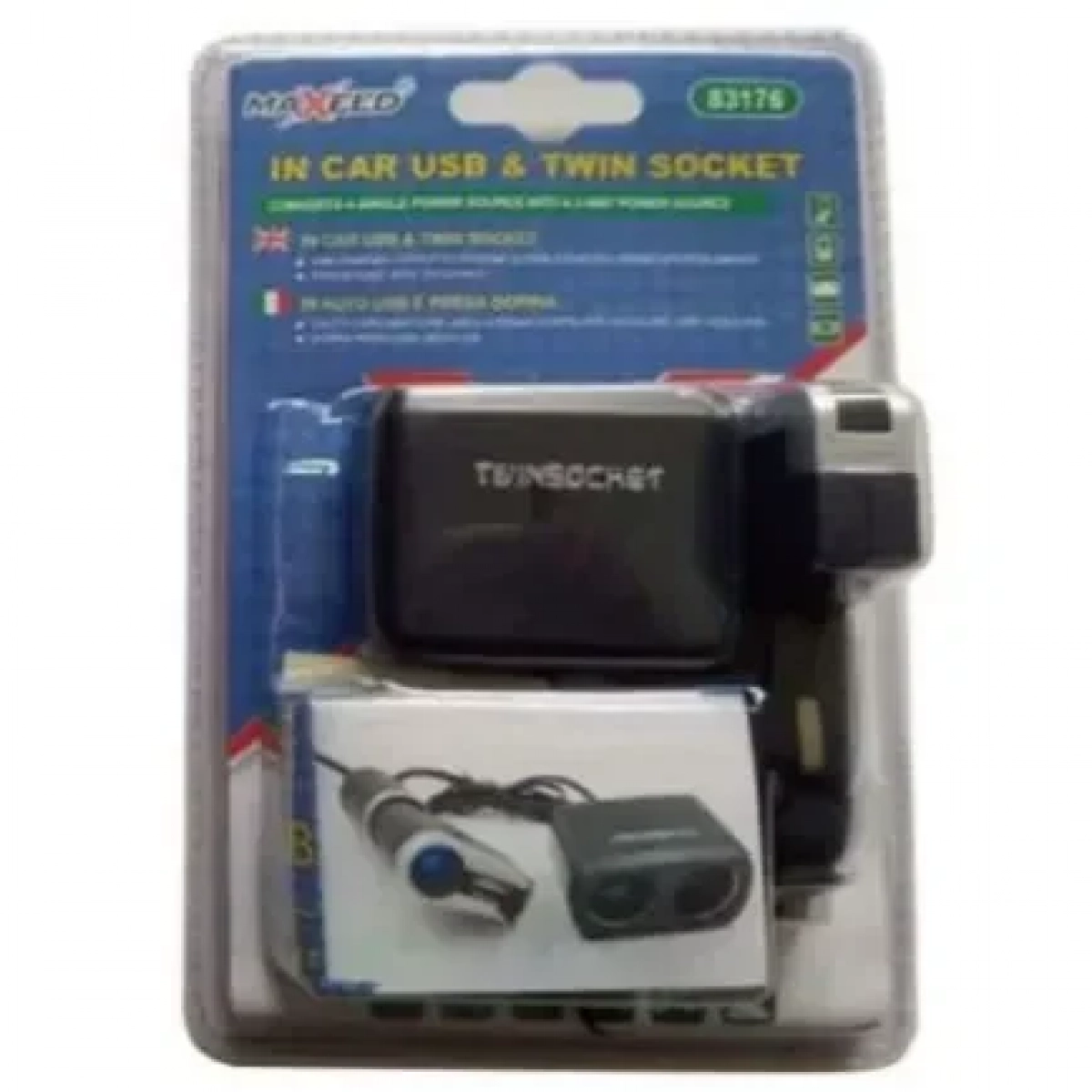 Διπλή Yποδοχή Αναπτήρα Με Θύρα USB Αυτοκινήτου 83176