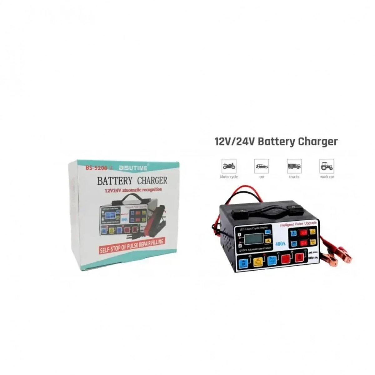 Φορτιστής Μπαταρίας Αυτοκινήτου 12/24V 12A 400/200Ah AGM/GEL Bisutime BS-5208ω