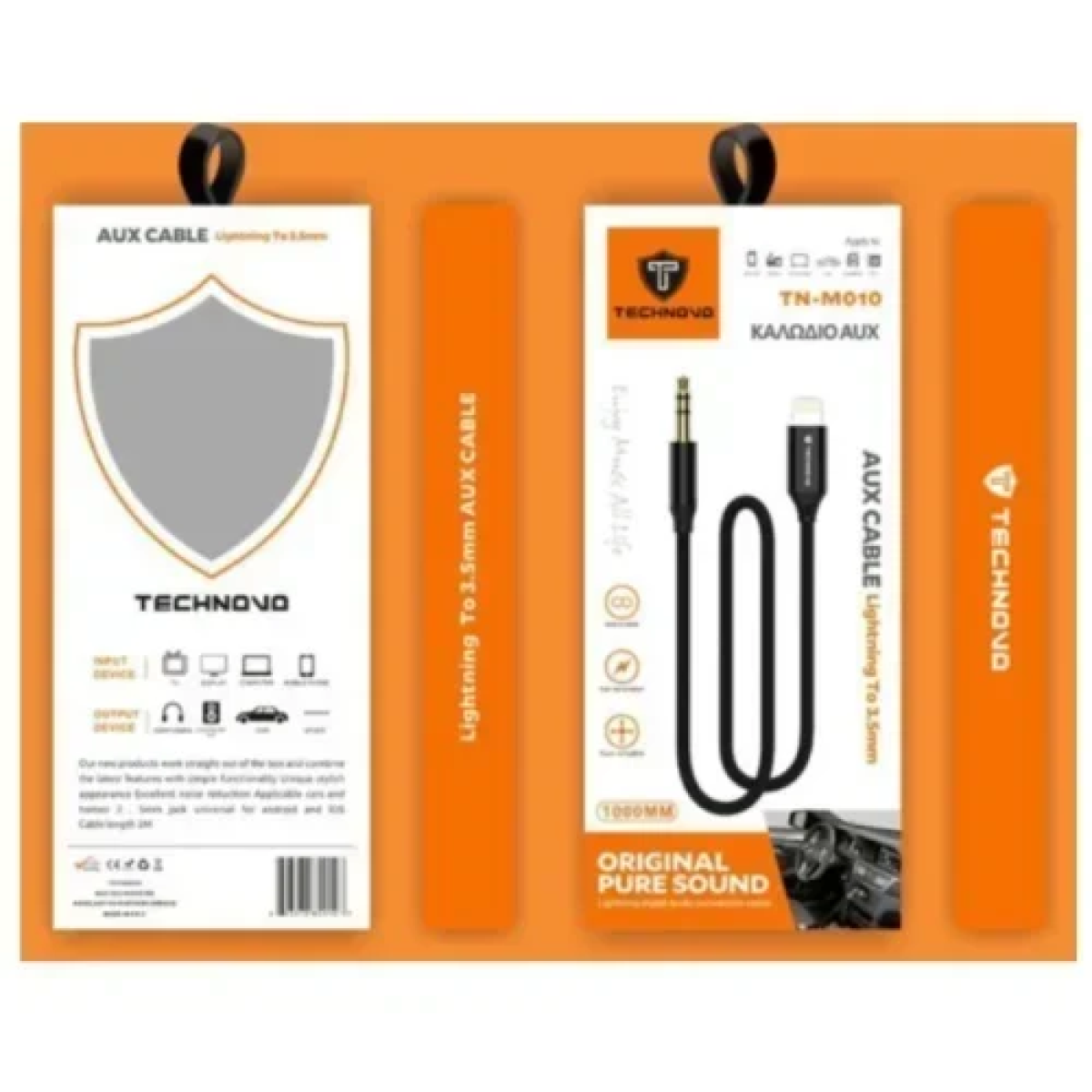 ​Καλώδιο Ήχου Lightning σε 3.5mm Jack male Technovo TN-M010 Μαύρο 1m