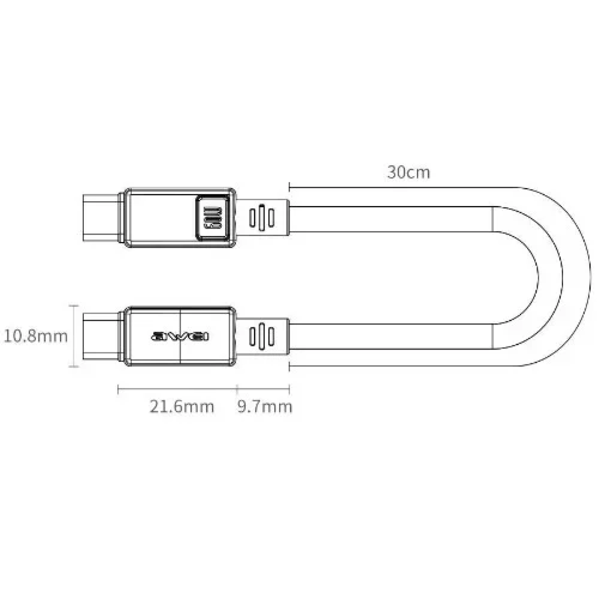 Καλώδιο Γρήγορης Φόρτισης 60W Type-C to Type-C 30cm για iPhone 15 AWEI CL-160T Μαύρο
