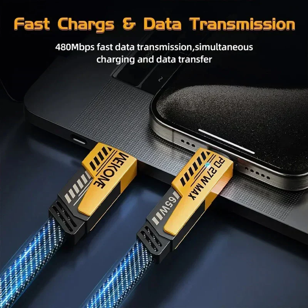 Μετατρέψιμο Καλώδιο Δεδομένων 65W 4 σε 1 USB/USB-C to iPh/Type-C Wekome WDC-25