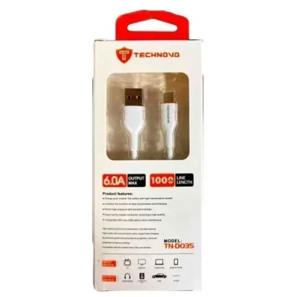 Technovo TN-D035 Καλώδιο USB 2.0 to USB Type C 1m - Λευκό