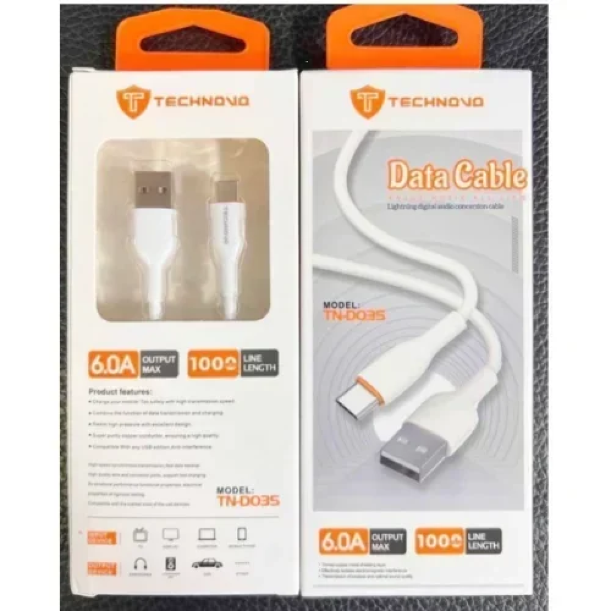 Technovo TN-D035 Καλώδιο USB 2.0 to USB Type C 1m - Λευκό