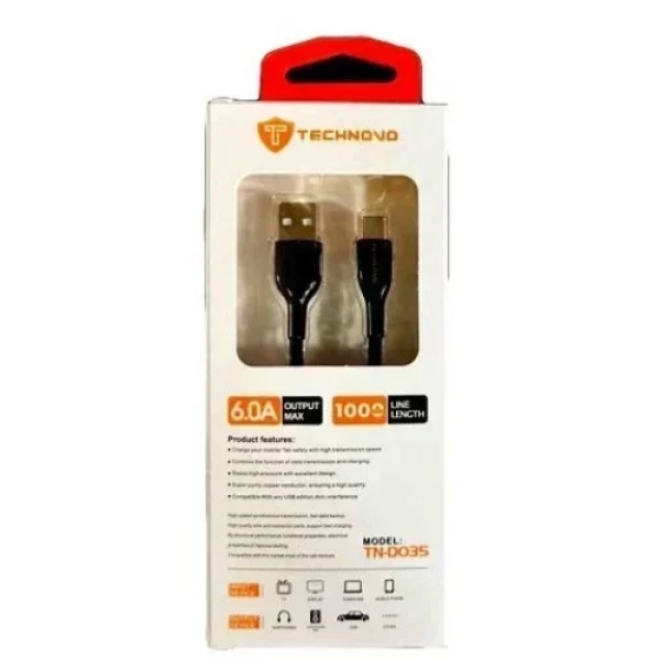 Technovo TN-D035 Καλώδιο USB 2.0 to USB Type C 1m - Μαύρο