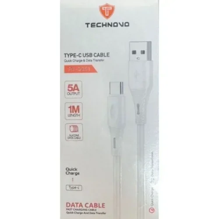 Technovo TN-D041 Καλώδιο USB to Type-C 5Α 1m - Λευκό