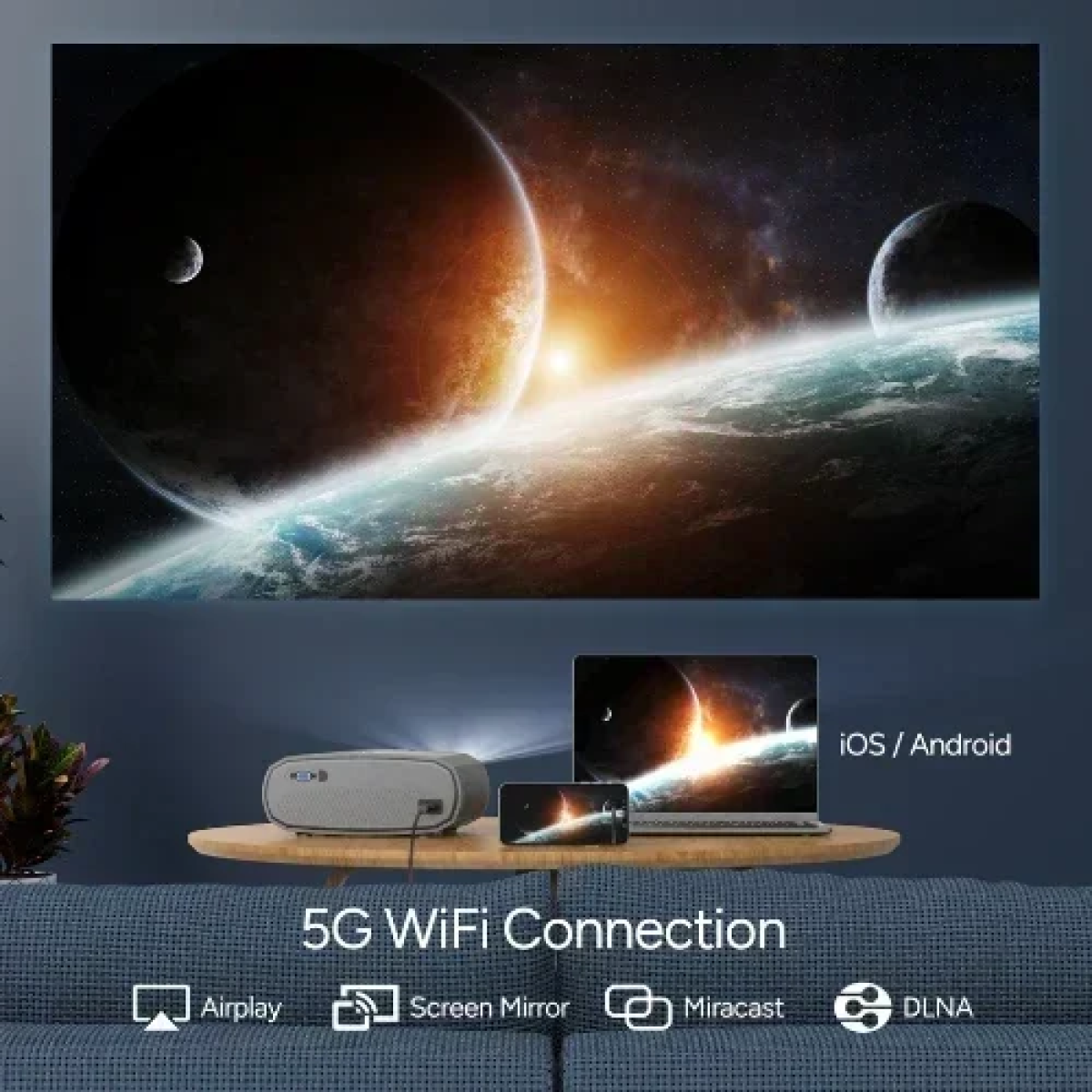 V50 Μίνι Φορητός Προτζέκτορας WiFi 5g 1080p Full Hd 200'' Bluetooth