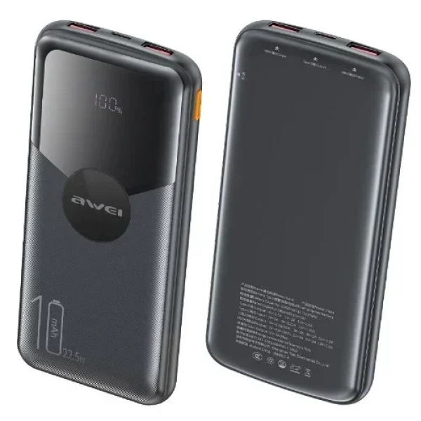 Powerbank Γρήγορη Φόρτιση PD22.5W 10000mah Awei P63K Μαύρο