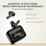 Awei Ασύρματα Ακουστικά Bluetooth V5.4 με LED οθόνη αφής Μαύρα T65 ANC