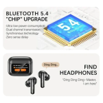 Awei Ασύρματα Ακουστικά Bluetooth V5.4 με LED οθόνη αφής Μαύρα T65 ANC