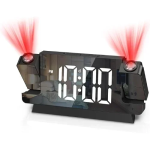 Ψηφιακό Ρολόι LED Προτζέκτορας με Μεγάλη Οθόνη Καθρέφτη & εμφάνιση ώρας και θερμοκρασίας DS-3822LP Μαύρο με Λευκά Νούμερα (Αντιγραφή)