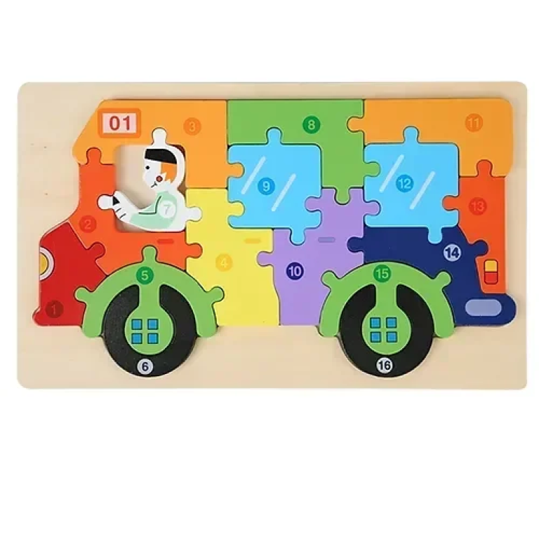 Ανάγλυφο Ξύλινο Παζλ 3D 29.5x18 εκ. Jigsaw Puzzles - Λεωφορείο