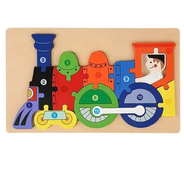 Ανάγλυφο Ξύλινο Παζλ 3D 29.5x18 εκ. Jigsaw Puzzles - Τρένο