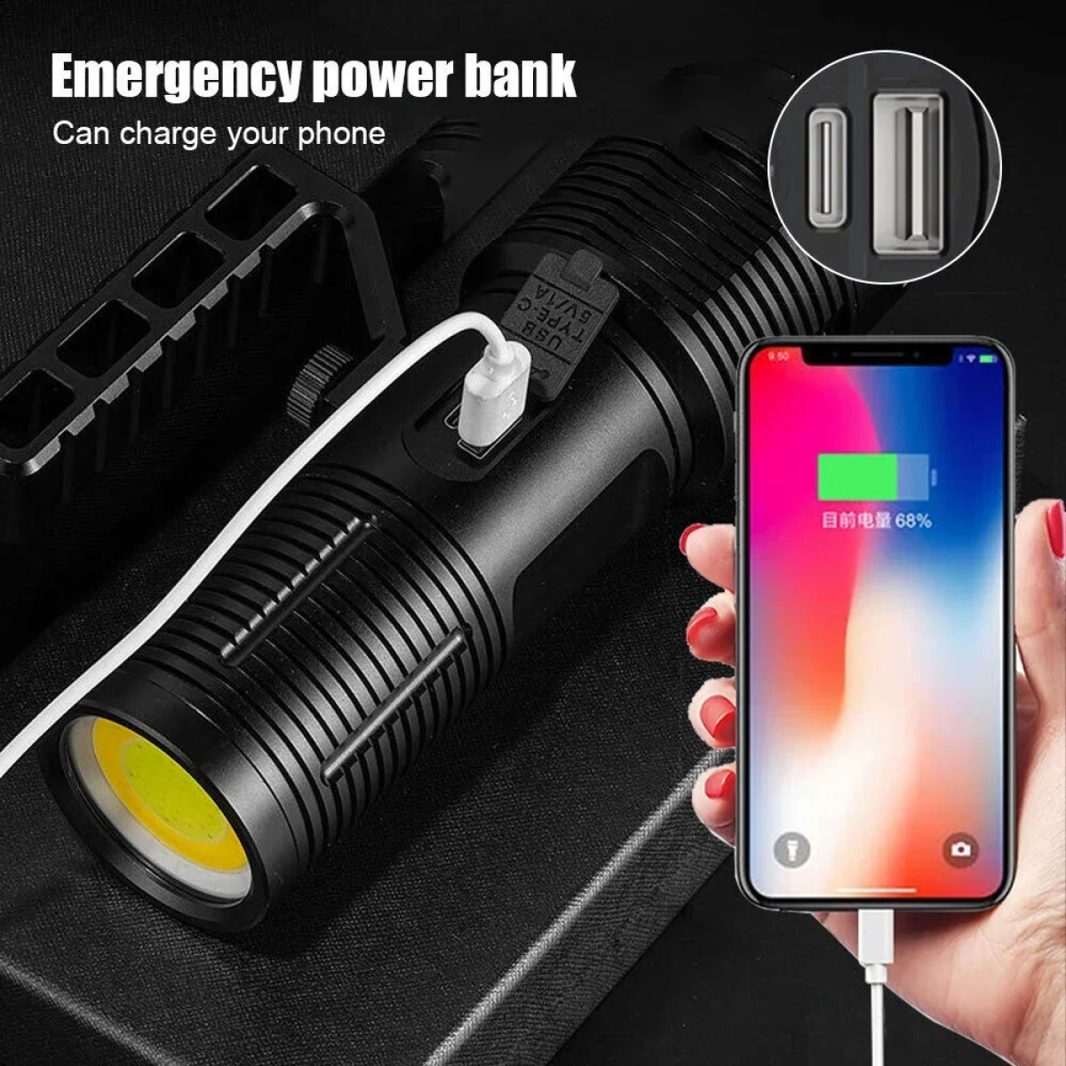Επαναφορτιζόμενος Φακός Laser LEP 25000LM Super Bright 30W