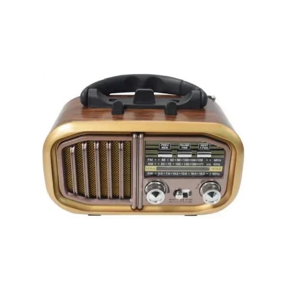 Φορητό Επαναφορτιζόμενο Retro Ραδιόφωνο Bluetooth, USB Golon RX-BT618S Καφέ