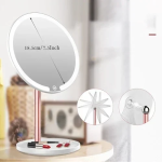 Επιτραπέζιος Φωτιζόμενος Καθρέφτης Μακιγιάζ Αφής 3 Χρωμάτων με Περιστροφή 360 μοιρών - Λευκό