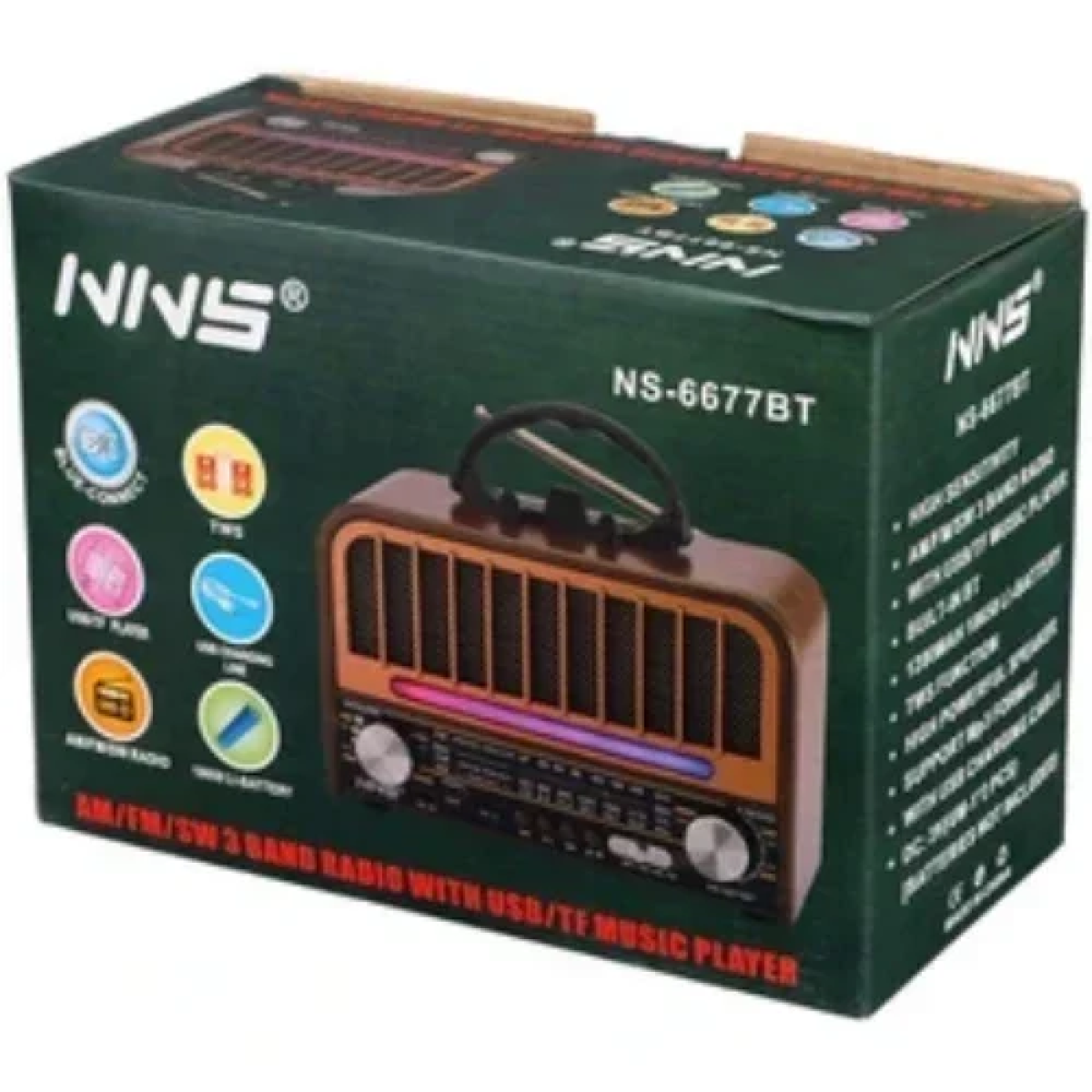 Αναλογικό Ραδιόφωνο BT/USB/TF/AUX Καφέ NNS NS-6677BT