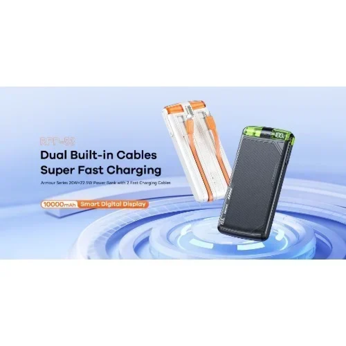 Powerbank Remax Armor Series PD 20W+QC 22,5W με 2 Καλώδια Γρήγορης Φόρτισης 10000mAh RPP-53