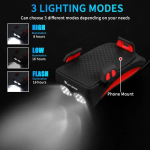 Φακός Led υψηλής απόδοσης Ποδηλάτου 400lumens με κόρνα 130dB & βάση κινητού FY-319 Μαύρο