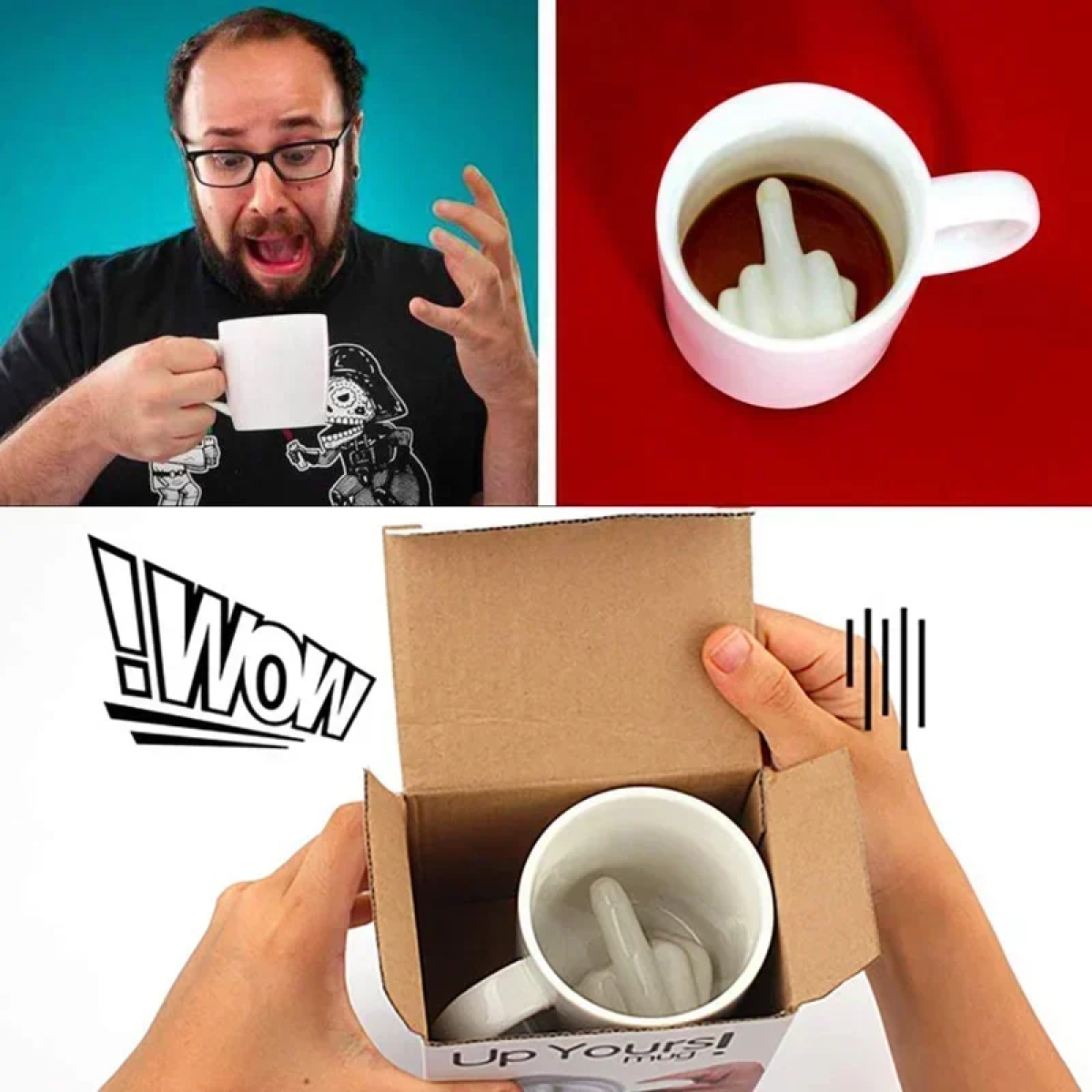 Κεραμική Κούπα Up Yours 350 ml Ανάγλυφο Χέρι με Σηκωμένο Δάχτυλο στο Εσωτερικό