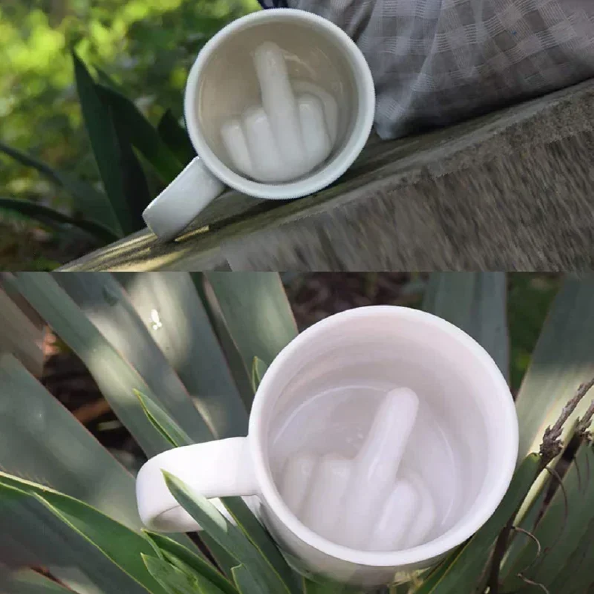 Κεραμική Κούπα Up Yours 350 ml Ανάγλυφο Χέρι με Σηκωμένο Δάχτυλο στο Εσωτερικό