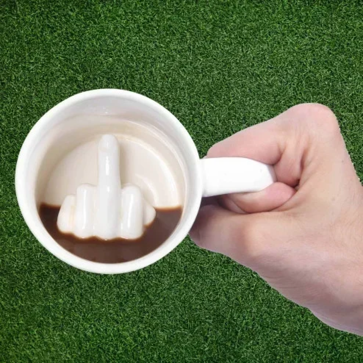 Κεραμική Κούπα Up Yours 350 ml Ανάγλυφο Χέρι με Σηκωμένο Δάχτυλο στο Εσωτερικό