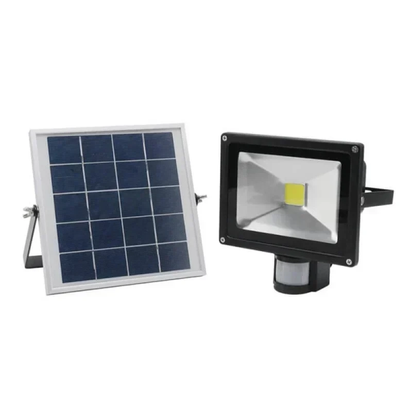 Ηλιακός Solar προβολέας αδιάβροχος 20W 1 SMD COB 6500K 1800LM με φωτοβολταϊκό πάνελ και ανιχνευτή κίνησης IP65