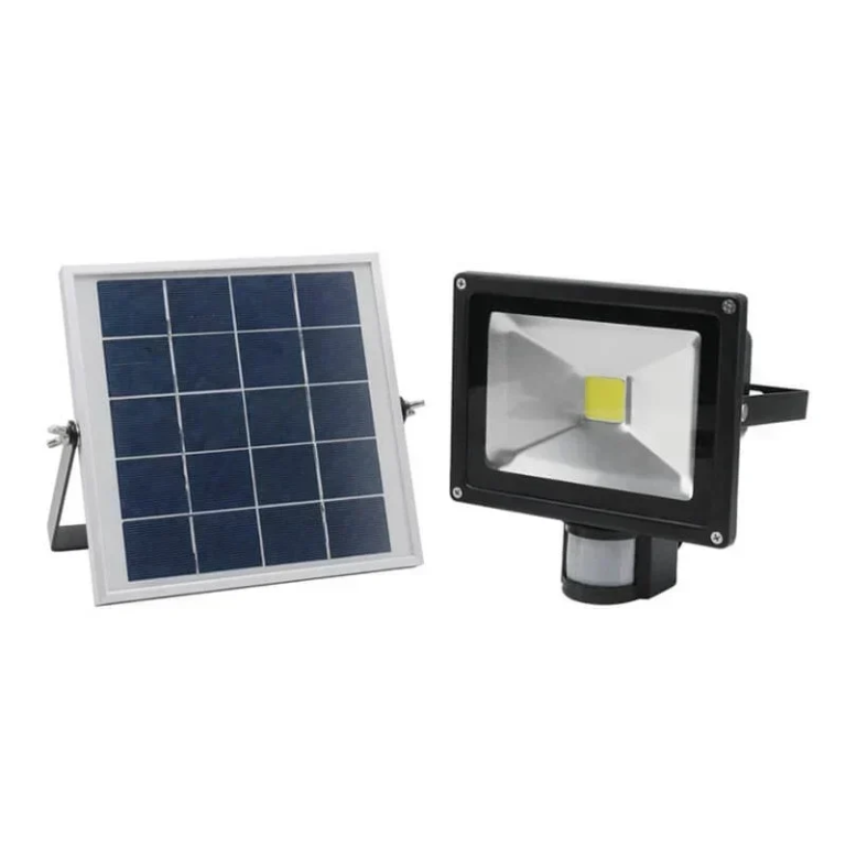 Ηλιακός Solar προβολέας αδιάβροχος 20W 1 SMD COB 6500K 1800LM με φωτοβολταϊκό πάνελ και ανιχνευτή κίνησης IP65