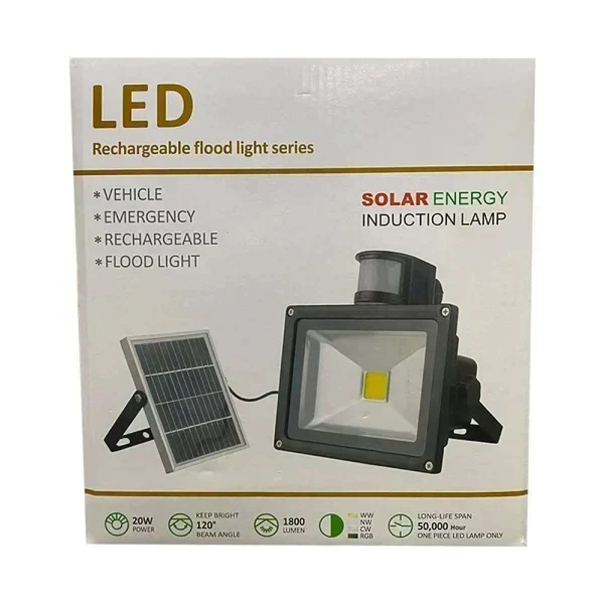 Ηλιακός Solar προβολέας αδιάβροχος 20W 1 SMD COB 6500K 1800LM με φωτοβολταϊκό πάνελ και ανιχνευτή κίνησης IP65