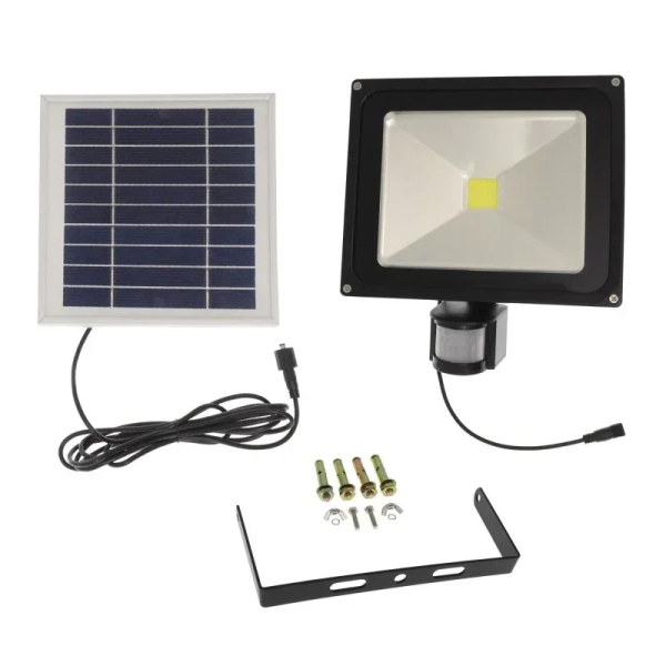Ηλιακός Solar προβολέας αδιάβροχος 30W 1 SMD COB 6500K 2700LM με φωτοβολταϊκό πάνελ και ανιχνευτή κίνησης IP65