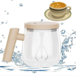 Γυάλινη Κούπα 400ml με αυτόματο αναδευτήρα και καπάκι USB Automatic Mixing Cup - Μπεζ