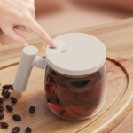 Γυάλινη Κούπα 400ml με αυτόματο αναδευτήρα και καπάκι USB Automatic Mixing Cup - Μπεζ