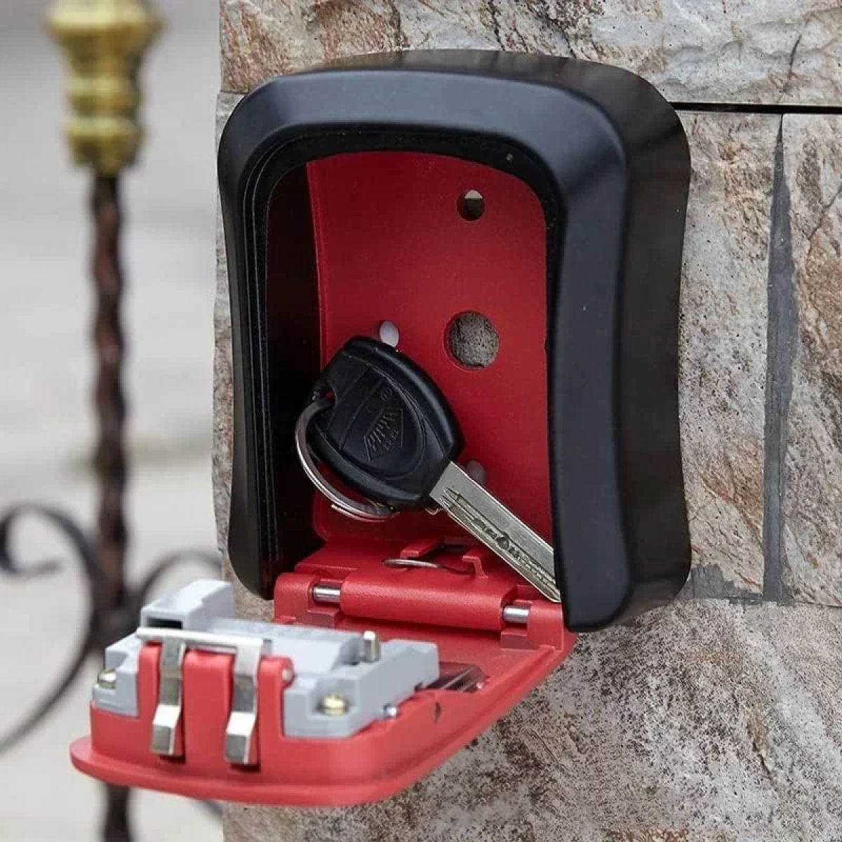 Επιτοίχια Κλειδοθήκη με κωδικό ασφαλείας 4 ψηφίων Κόκκινο/Μαύρο