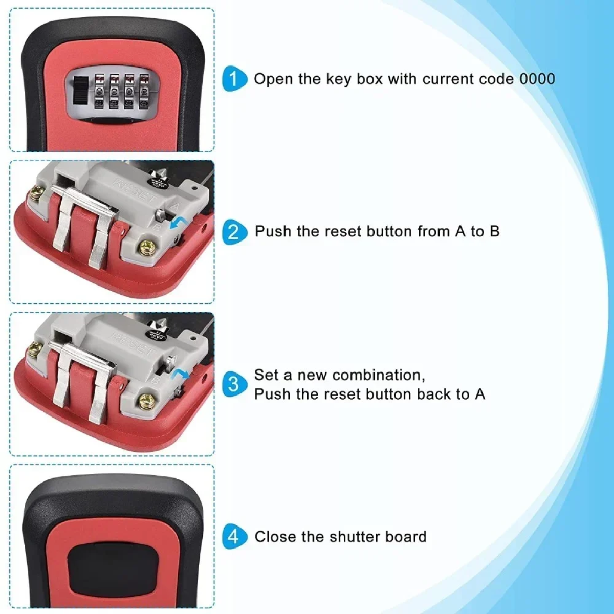 Επιτοίχια Κλειδοθήκη με κωδικό ασφαλείας 4 ψηφίων Κόκκινο/Μαύρο