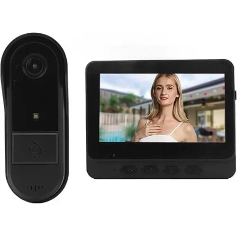 Σύστημα Θυροτηλεόρασης 1080P με οθόνη 4,3'' ευρείας γωνίας 170° HD Υποστήριξη ενδοεπικοινωνίας Νυχτερινή όραση - Μαύρο