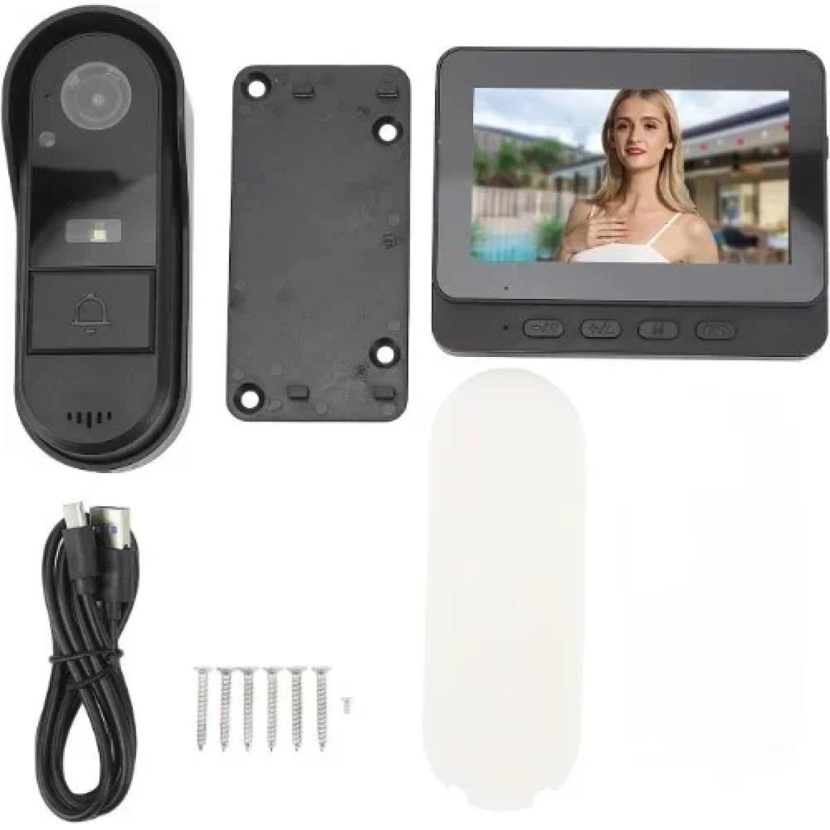 Σύστημα Θυροτηλεόρασης 1080P με οθόνη 4,3'' ευρείας γωνίας 170° HD Υποστήριξη ενδοεπικοινωνίας Νυχτερινή όραση - Μαύρο