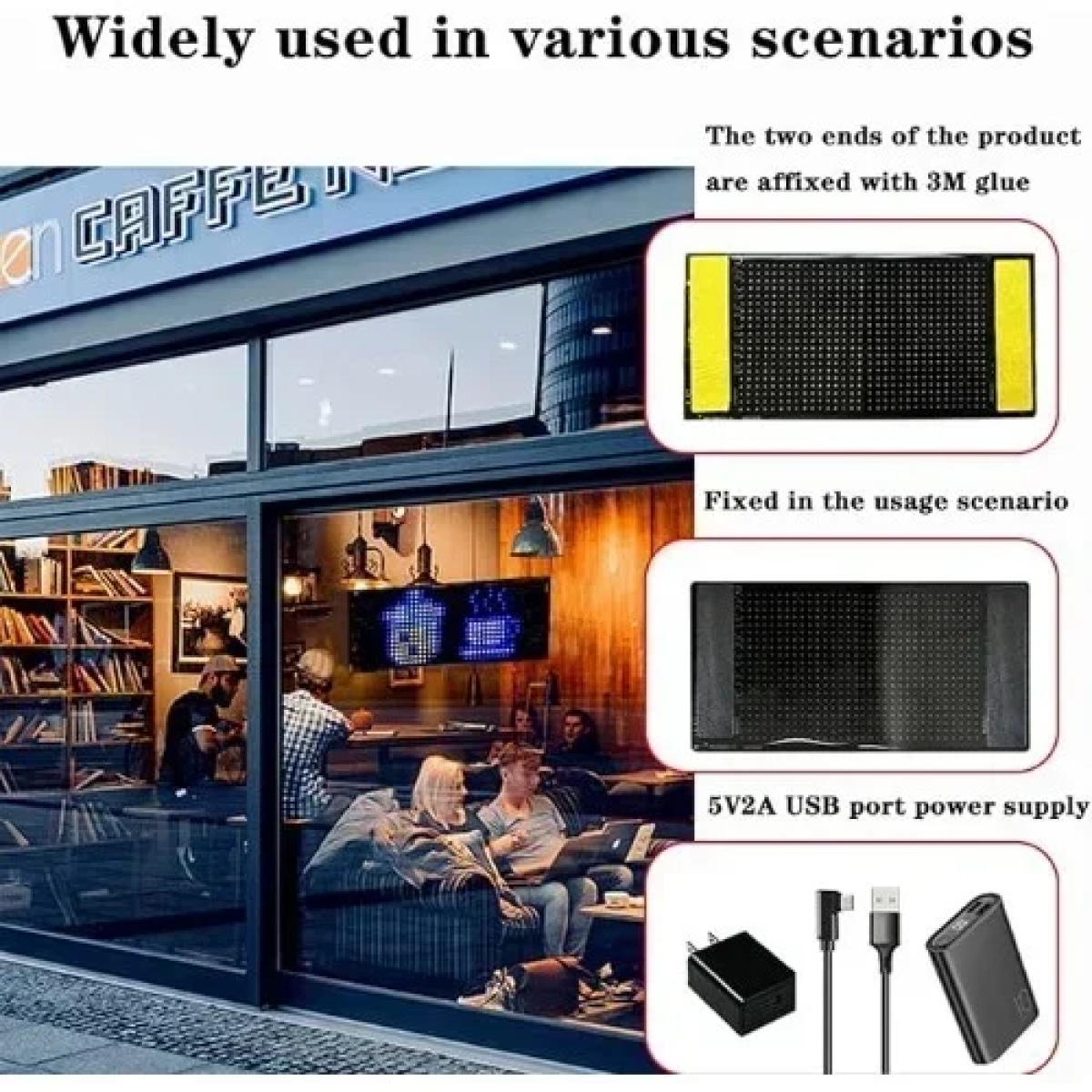 LED Εύκαμπτη Οθόνη-Πάνελ Bluetooth Προσαρμοσμένο Κείμενο/Κινούμενη Εικόνα μέσω App για Αυτοκίνητο 10x37 cm