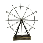 Επιτραπέζιο Διακοσμητικό Περιστρεφόμενη Ρόδα 41x37cm Ασημί με Ξύλινη Βάση