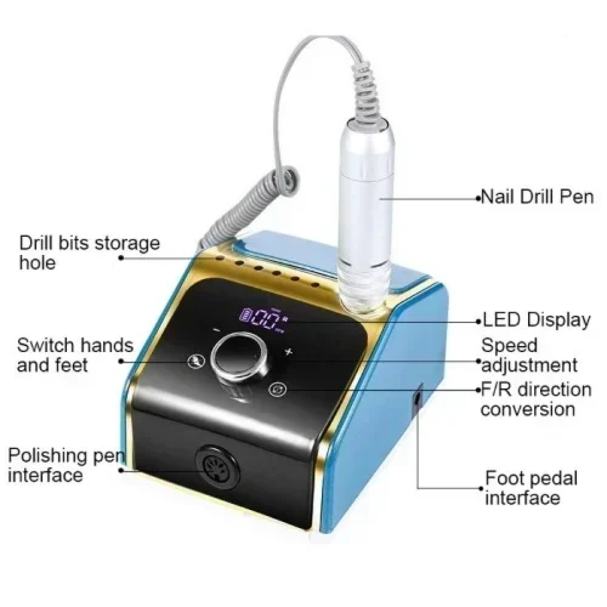 Ηλεκτρικός Τροχός Νυχιών Manicure & Pedicure BQ758 50W - Λευκό