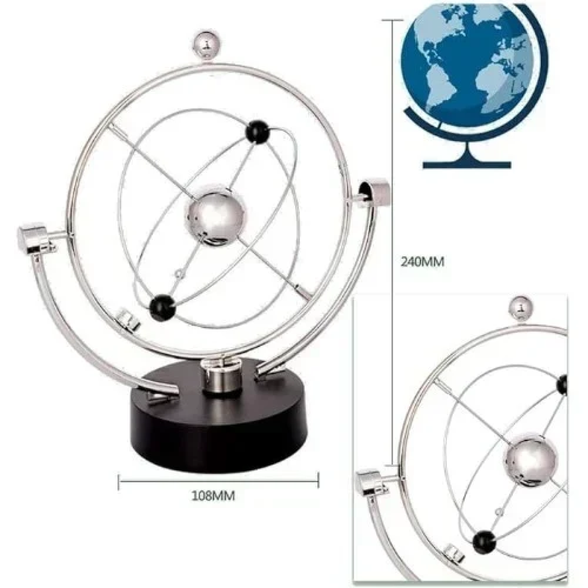 Μαγνητικό Διακοσμητικό Γραφείου Πλανήτες με Αέναη Κίνηση – Cosmos Orbital Kinetic Toy - Ασημί