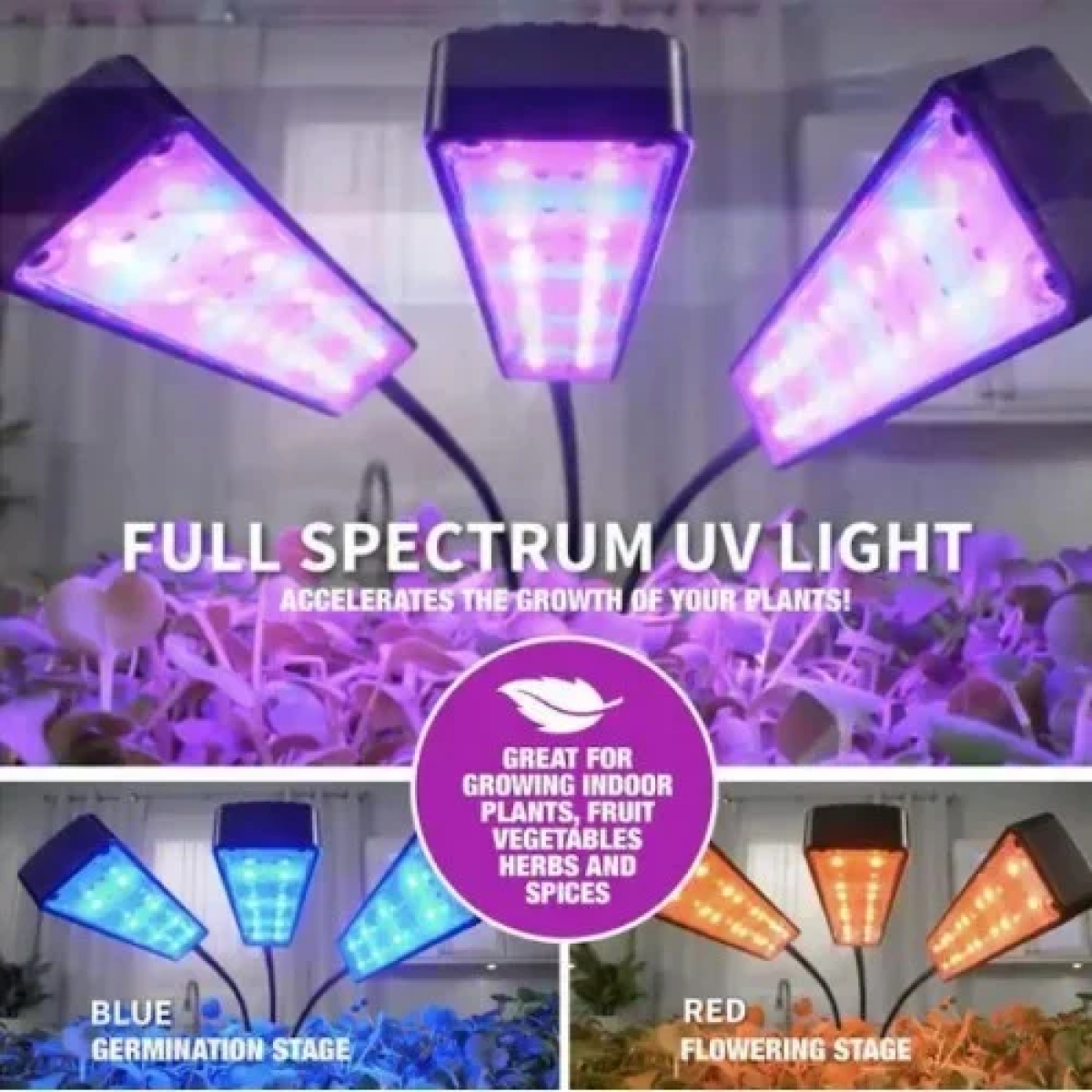 Φωτιστικό 72x LED Ανάπτυξης Φυτών Full Spectrum 3x – Plant Grow Light