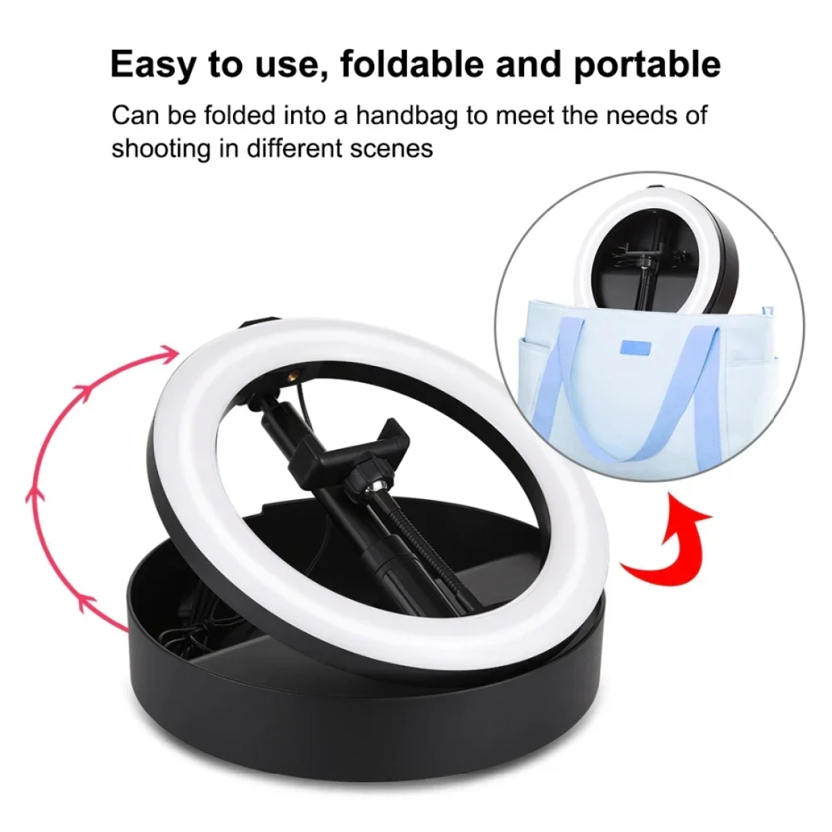 Φωτιστικό Ring LED 10.2″ USB Λευκού Φωτισμού με Τηλεσκοπική Βάση 140cm & Τηλεχειριστήριο Puluz PU480 – Μαύρο
