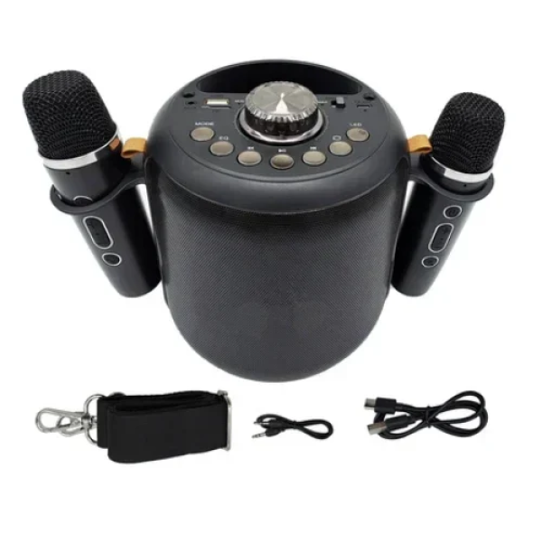 Ασύρματο Ηχείο Bluetooth V5.3 με Φωτισμό LED RGB & 2 Μικρόφωνα Karaoke Andowl Q-YX2560 - Μαύρο
