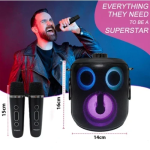 Ασύρματο Ηχείο Bluetooth V5.3 με Φωτισμό LED RGB & 2 Μικρόφωνα Karaoke Andowl Q-YX2560 - Μαύρο
