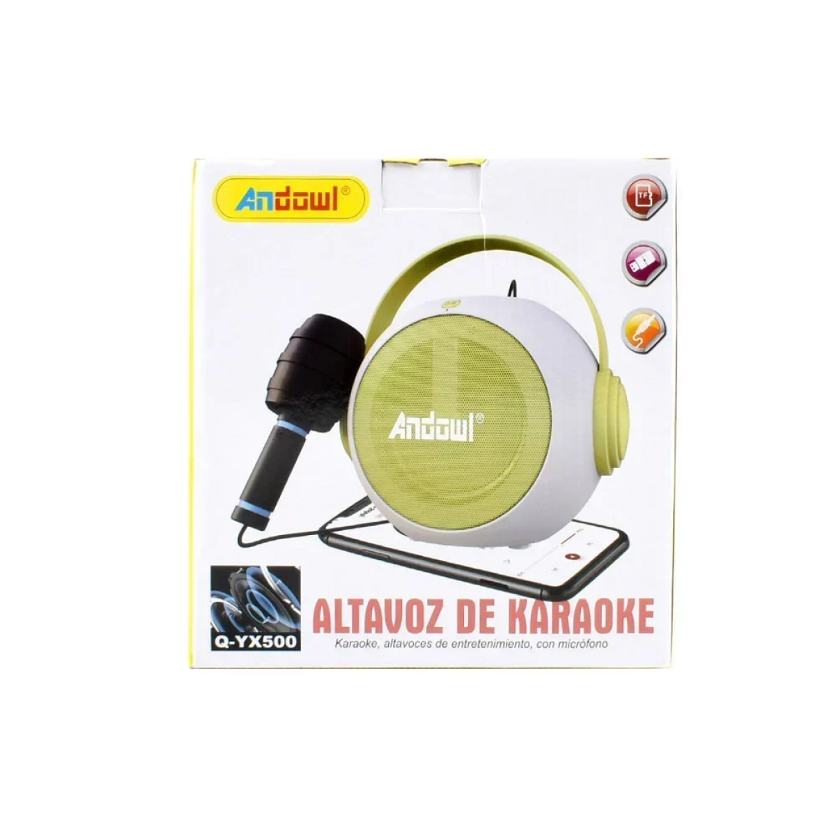 Φορητό Ηχείο Karaoke 5W με 1 Μικρόφωνο Andowl Q-YX500 – Λευκό, Πράσινο