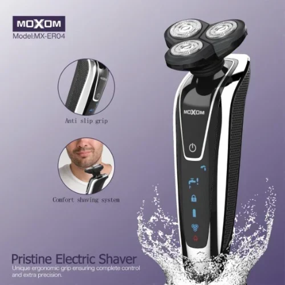 Αδιάβροχη Ηλεκτρική Ξυριστική Μηχανή με Αντιολισθητική Λαβή MOXOM MX-ER04