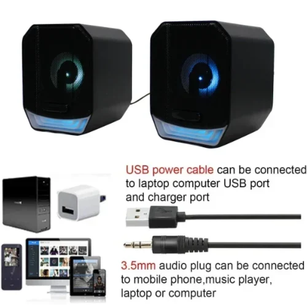 Σετ Ενσύρματα Ηχεία Υπολογιστή USB 2.0 6W RGB Dazzle Light Effect Andowl Q-YX320