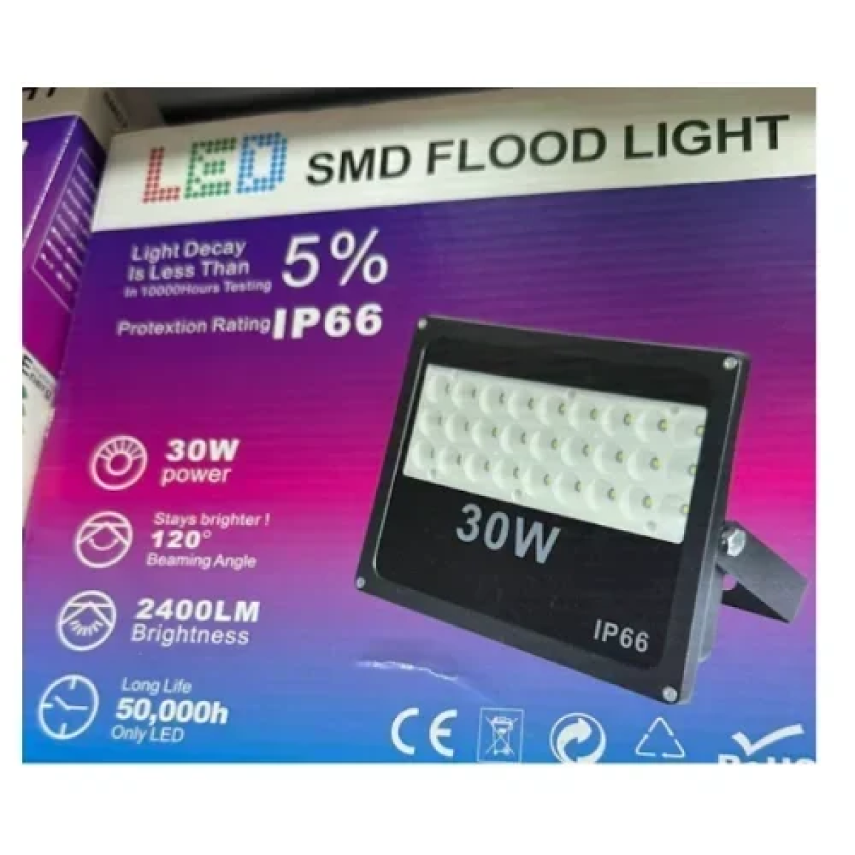 Προβολέας LED SMD αδιάβροχος IP66 30W